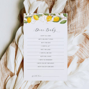Juicy Yellow Citrus Baby Shower Dear Baby Game 