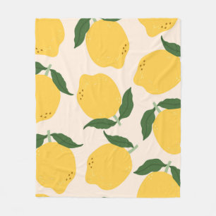 Juicy yellow Lemons, green leaves. Fresh tasty fru Fleece Blanket