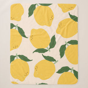 Juicy yellow Lemons, green leaves. Fresh tasty fru Sherpa Blanket