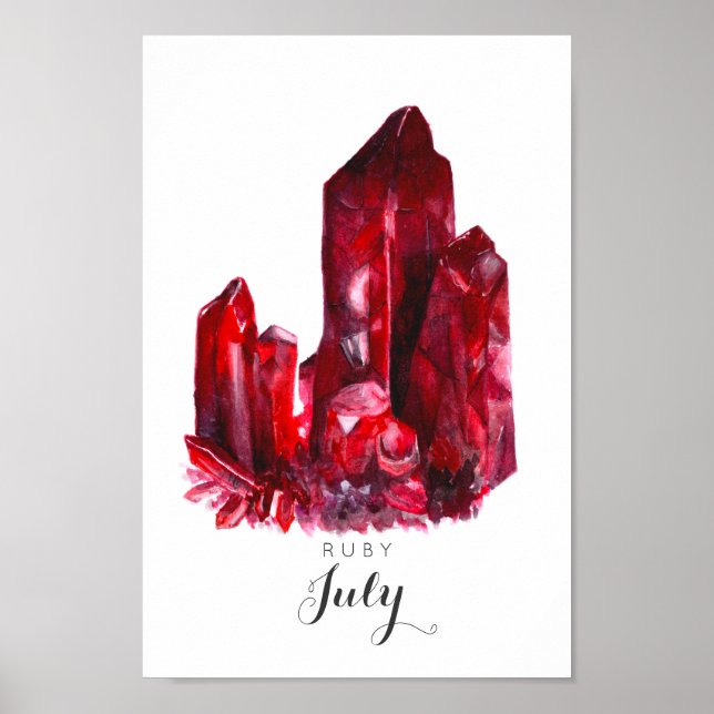 Juillet Birthstone - Ruby Watercolor | Poster (Devant)