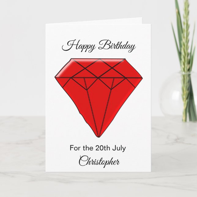 Juillet Carte d'anniversaire - Ruby (Devant)