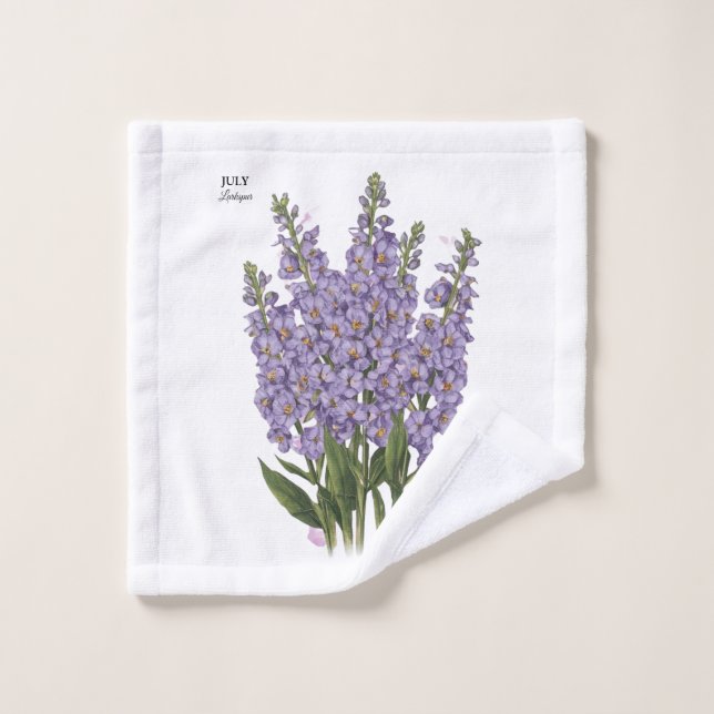 Juillet Larkspur Bloom - Cadeau d'anniversaire per (Gant de toilette)