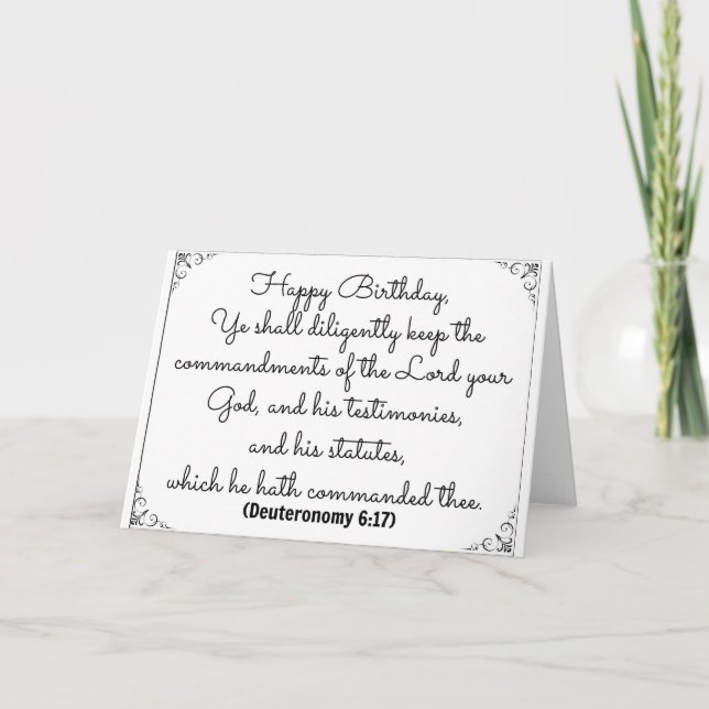 Juin 18 Bible Anniversaire carte avec couplet Deut (Devant)