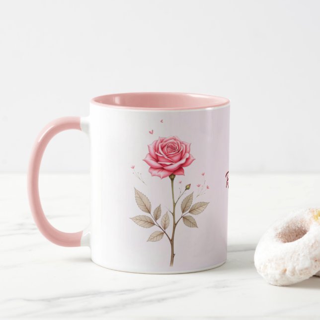 Juin Mois de naissance Fleur Personnalisé Café Mug (Avec donut)