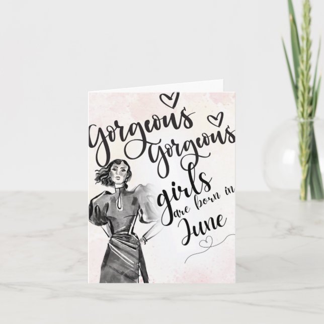 Juin Né Beautés Bonne Carte de voeux Anniversaire (Devant)