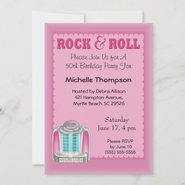 Jukebox  Birthday Invitations (Front)