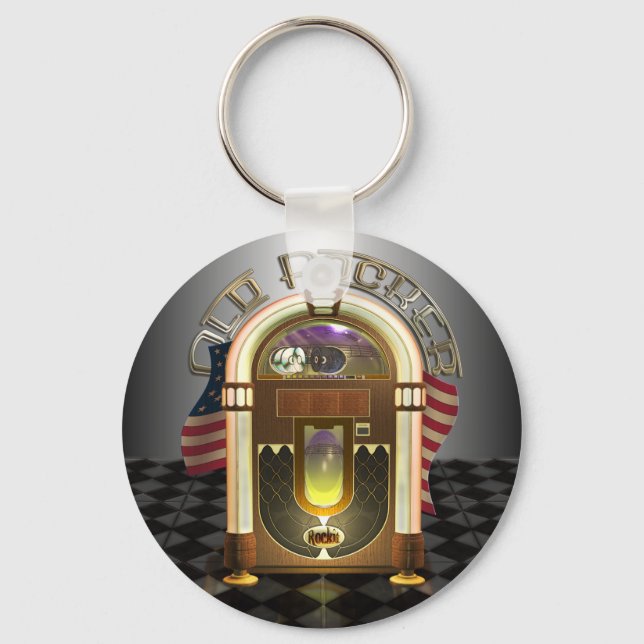 Jukebox Old Rocker Keychain (Front)