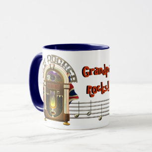 Jukebox Old Rocker Personalized Mugs