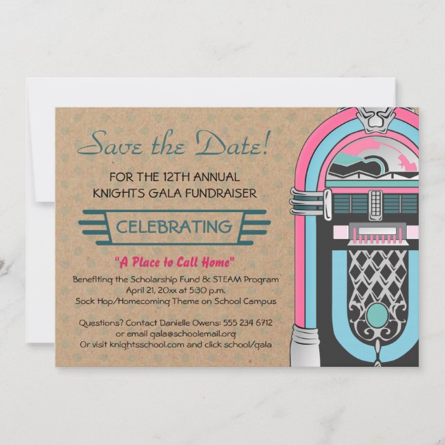 Jukebox Sock Hop Party Invitation (Front)