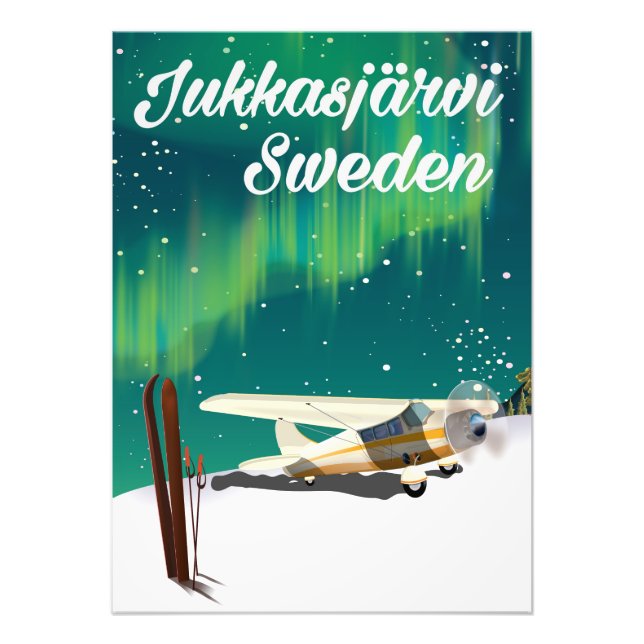 Jukkasjärvi Sweden Northern lights vacation poster (Front)