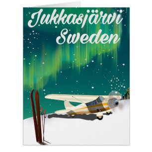 Jukkasjärvi Sweden Northern lights vacation poster