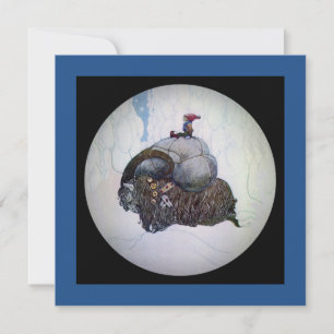 Julbacken Boy Riding Christmas Goat Holiday Card