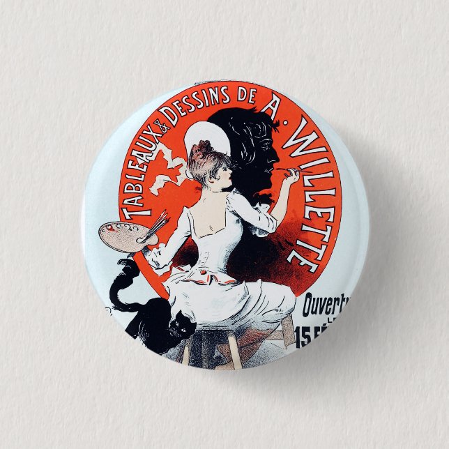 Jules Cheret Exposition Art Nouveau Button (Front)
