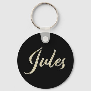 Jules Name whitegold Button Schlüsselanhänger Keychain