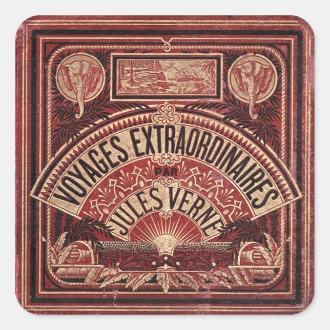 JULES VERNE "VOYAGES EXTRAORDINAIRES" (1878) SQUARE STICKER (Front)