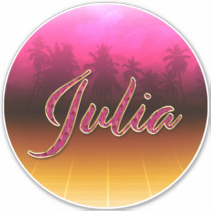 Julia First Name golden pink sticker