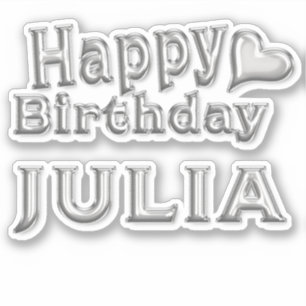 Julia Happy Birthday silver sticker