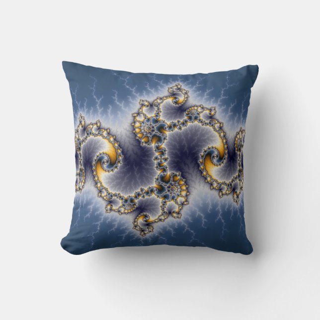 Julia In Blue - Fractal Art Throw Pillow (Front)
