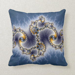 Julia In Blue - Fractal Art Throw Pillow
