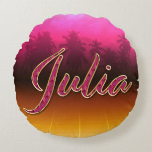 Julia Vorname Name golden pink Kissen Round Pillow