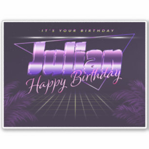 Julian Name Vorname lila retro Sticker Geburtstag