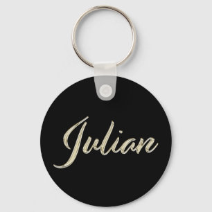Julian Name whitegold Button Schlüsselanhänger Keychain