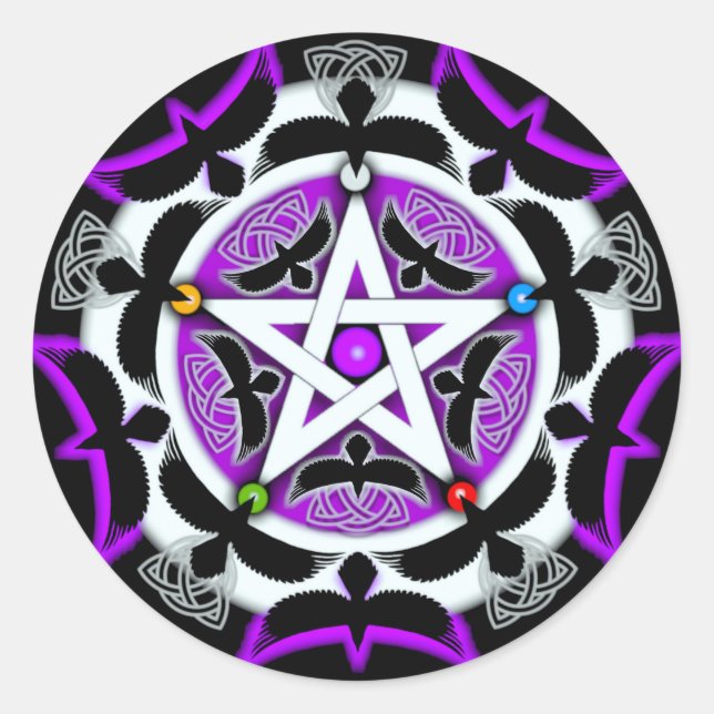 Julia's Crow Pentacle Classic Round Sticker (Front)