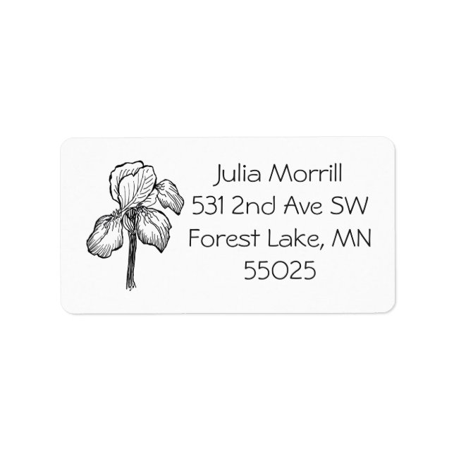 Julia's Iris address Labels (Front)