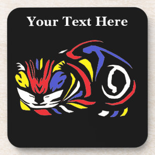 Julie de Graag Woodcut cat (multi colour) Coaster