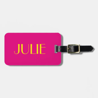 Julie Hot Pink and Yellow Luggage Tag