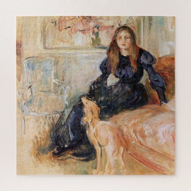 Julie Manet and her Greyhound (by Berthe Morisot) Jigsaw Puzzle (Vertical)