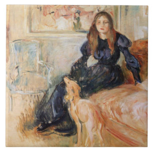 Julie Manet and her Greyhound (by Berthe Morisot) Tile