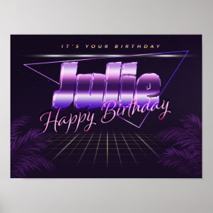 Julie Nom Vorname lila retro Poster Geburtstag