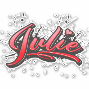 Julie red Heart Graffiti Sticker