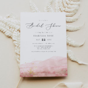 JULIEN   Blush Pink Watercolor Gold Bridal Shower Invitation