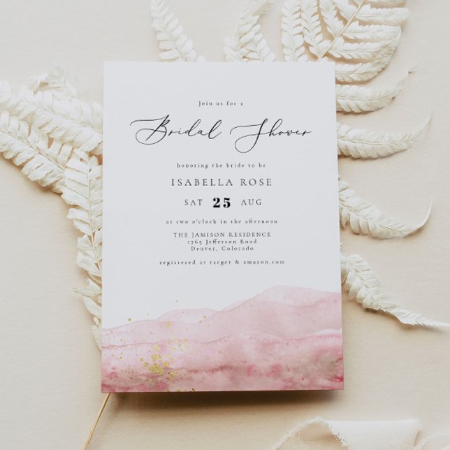 JULIEN | Blush Pink Watercolor Gold Bridal Shower Invitation (Creator Uploaded)