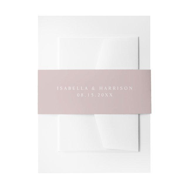 JULIEN Dusty Rose Blush Pink Minimalist Wedding  Invitation Belly Band (Front Example)