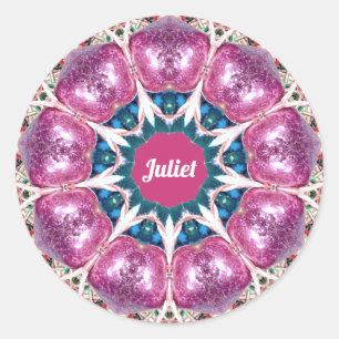 JULIET ~ Bright Abstract Pattern ~ Personalised ~  Classic Round Sticker