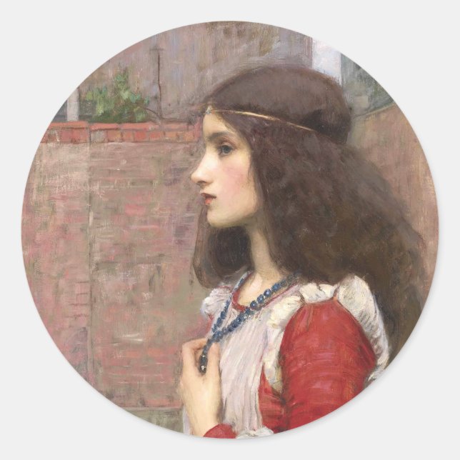 Juliet by John William Waterhouse, Art Classic Round Sticker (Front)