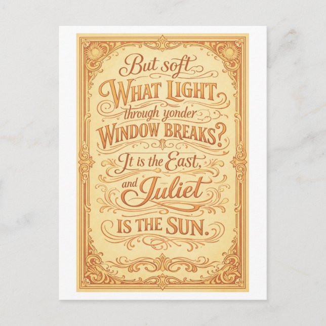 "Juliet Is the Sun" Shakespeare Postcard (Front)