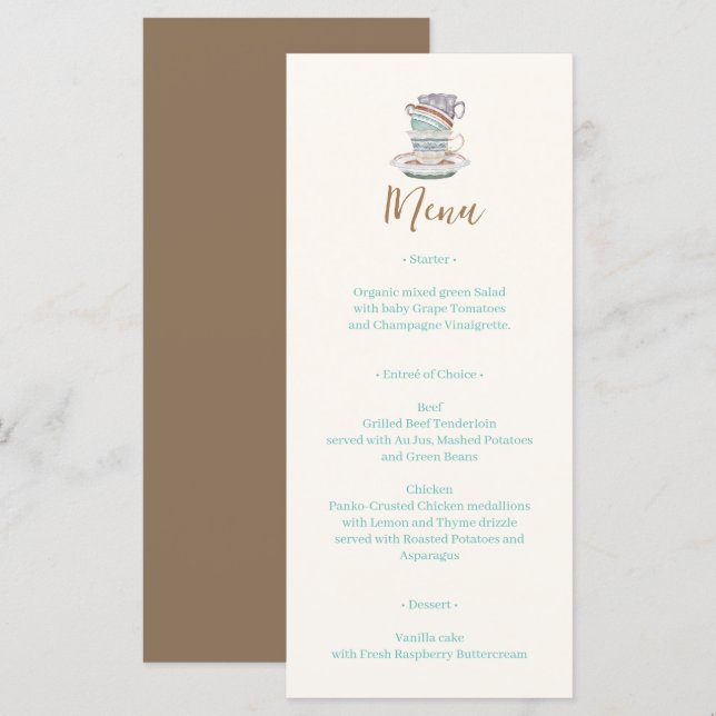 JULIET Tea Set Party Menu (Front/Back)