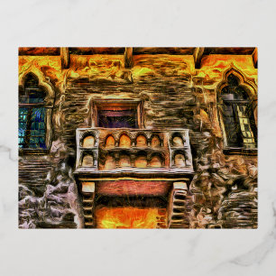Juliet's Balcony Verona Van Gogh  Foil Holiday Postcard