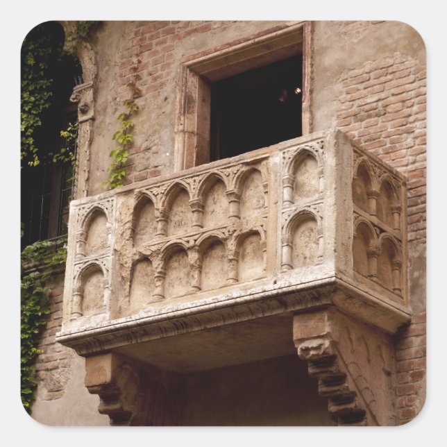 Juliet's Balcony; Where is Romeo? Square Sticker (Front)
