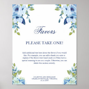 Juliette Dusty Blue Favors Wedding Sign