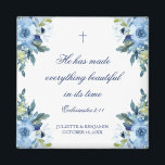 Juliette Dusty Blue Floral Christian Wedding Favor Magnet<br><div class="desc">These floral, dusty blue, Christian wedding favor magnets features beautiful watercolor flowers along with your names, your wedding date and a Bible verse (He has made everything beautiful in its time - Ecclesiastes 3:11) written in elegant navy blue, serif typography with calligraphy accents. Give them to your guests as wedding...</div>