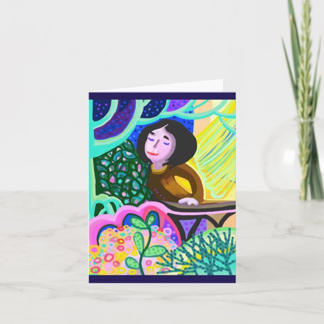 Juliette sur balcon romantique carte d'anniversair (Devant)