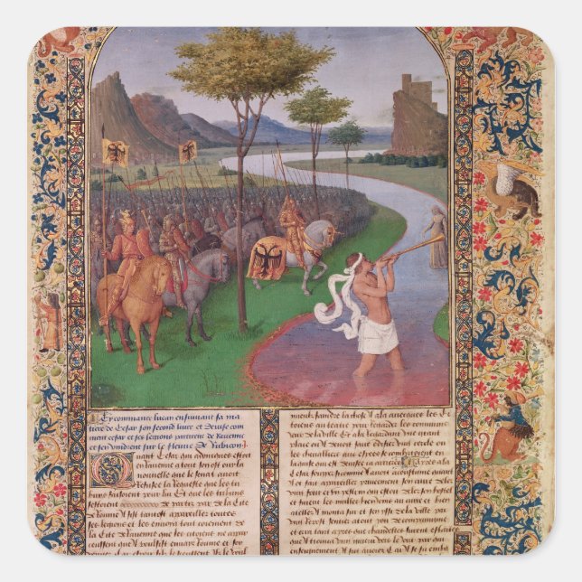 Julius Caesar  Crossing the Rubicon, c.1470 Square Sticker (Front)