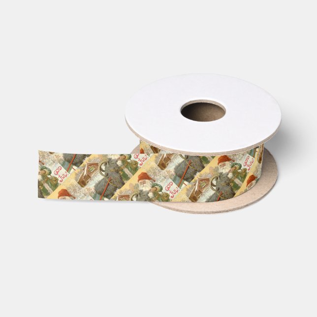 Jultomten Feeds Yule Goat a Cookie Satin Ribbon (Spool)