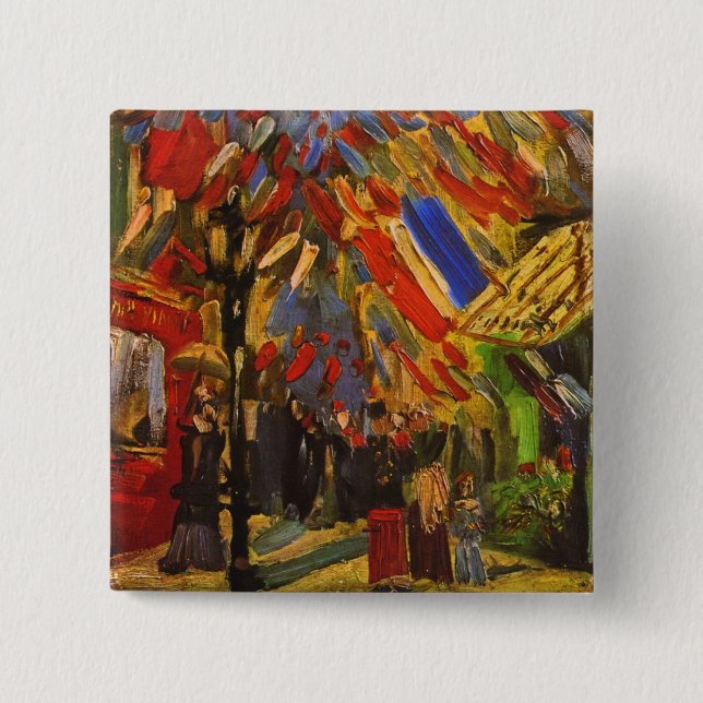 July 14th Celebration in Paris Van Gogh Fine Art 2 Inch Square Button (Front)