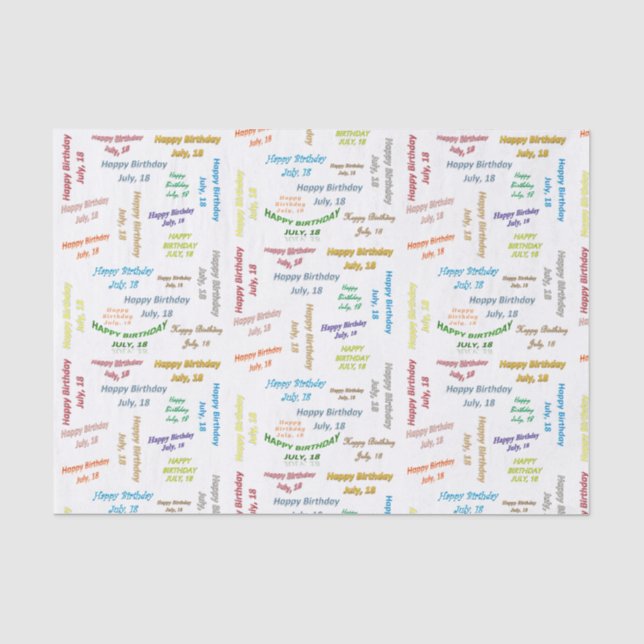 July, 18 Birthday Tissue Paper (Front)